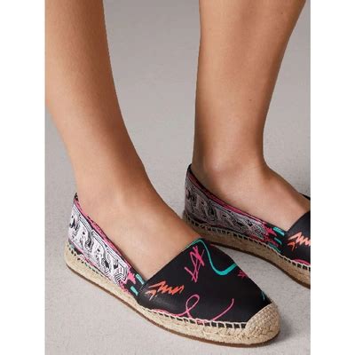 Artsy Footwear: Burberry Doodle Print Coated Cotton Espadrille